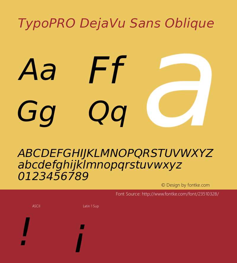 TypoPRO DejaVu Sans Oblique Version 2.37 Font Sample