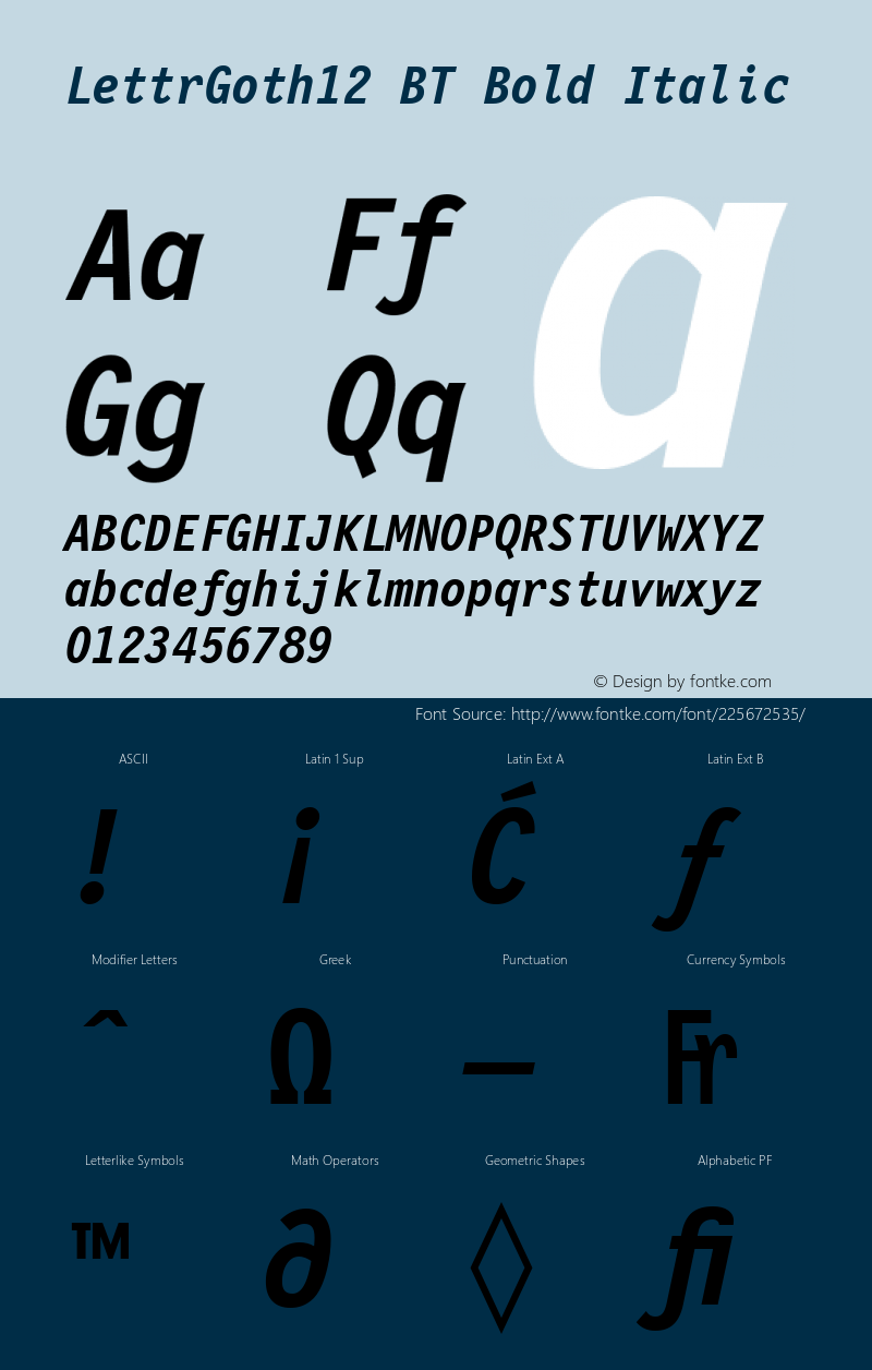 LettrGoth12 BT Bold Italic Version 1.01 emb4-OT图片样张