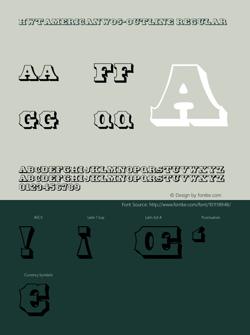 HWT American W05 Outline Version 1.00 Font Sample