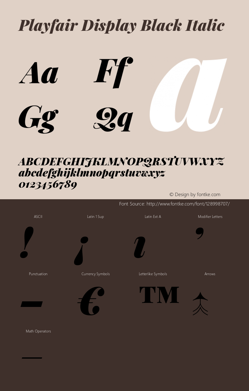 Playfair Display Black Italic Version 1.200; ttfautohint (v1.8.2) Font Sample