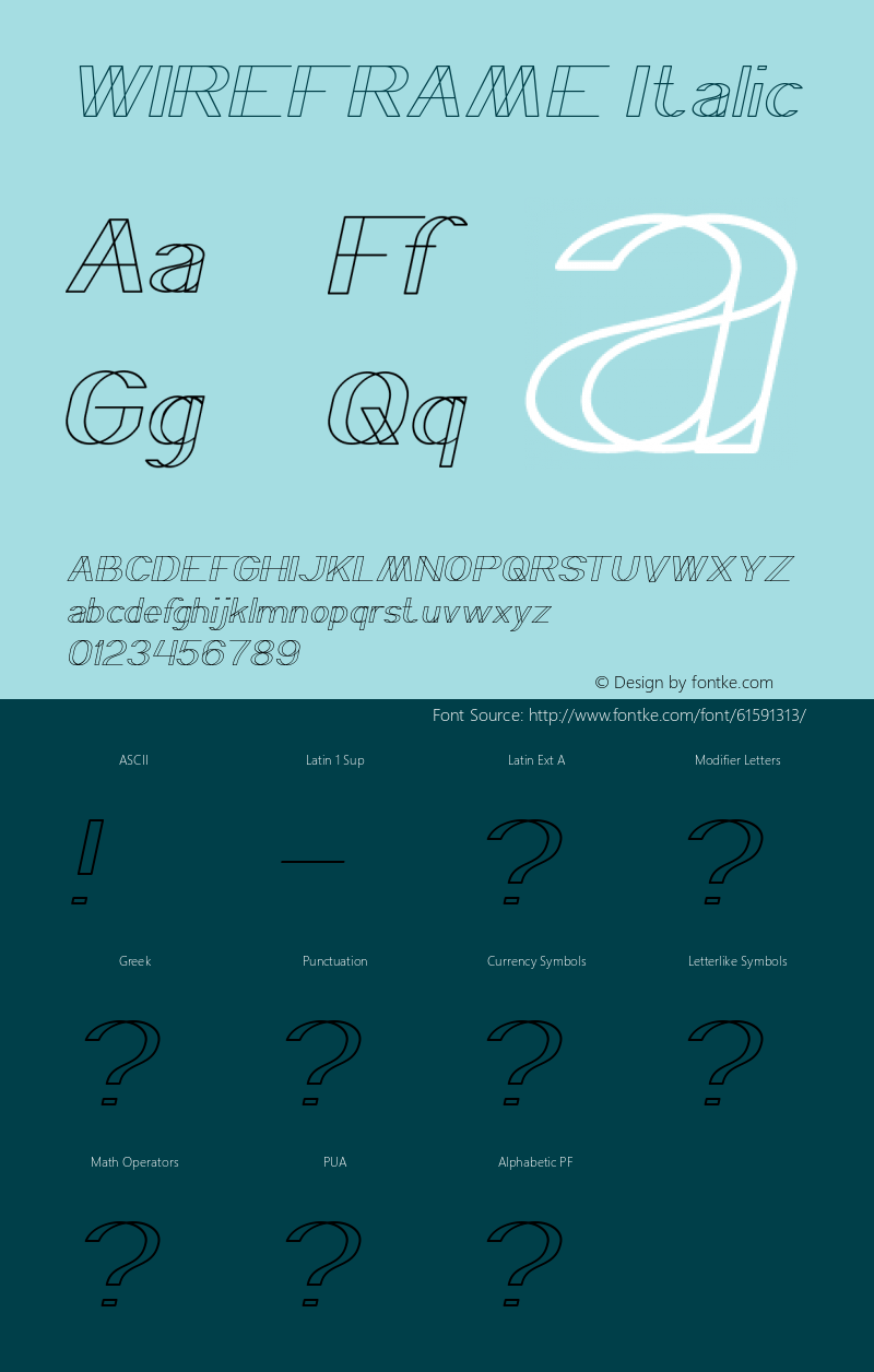 WIREFRAME Italic Version 1.00;November 7, 2019;FontCreator 11.5.0.2430 64-bit Font Sample