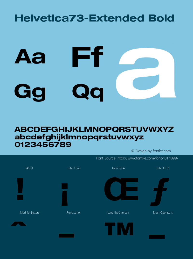 Helvetica73-Extended Bold Version 1.00 Font Sample