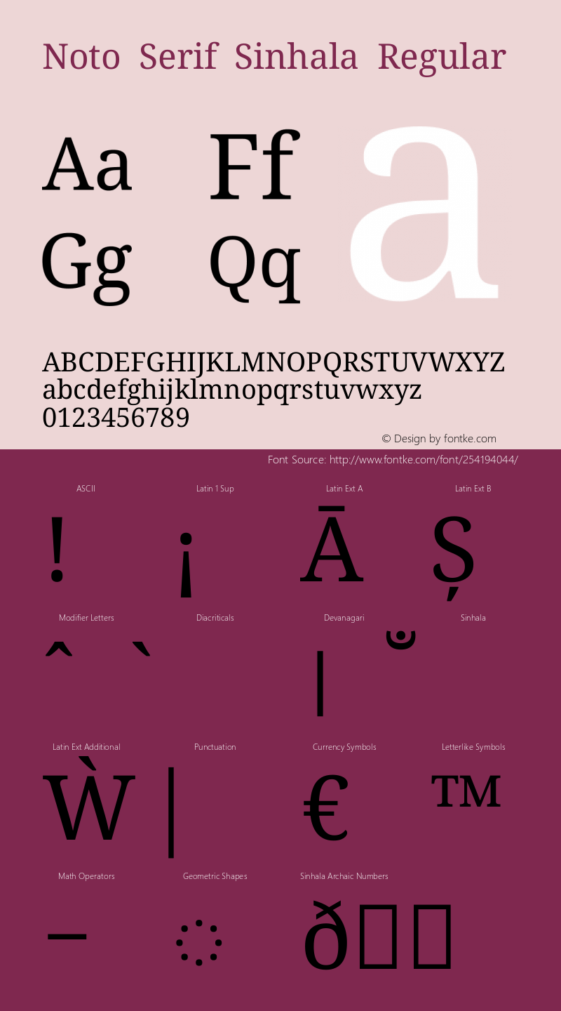 Noto Serif Sinhala Regular Version 2.007图片样张