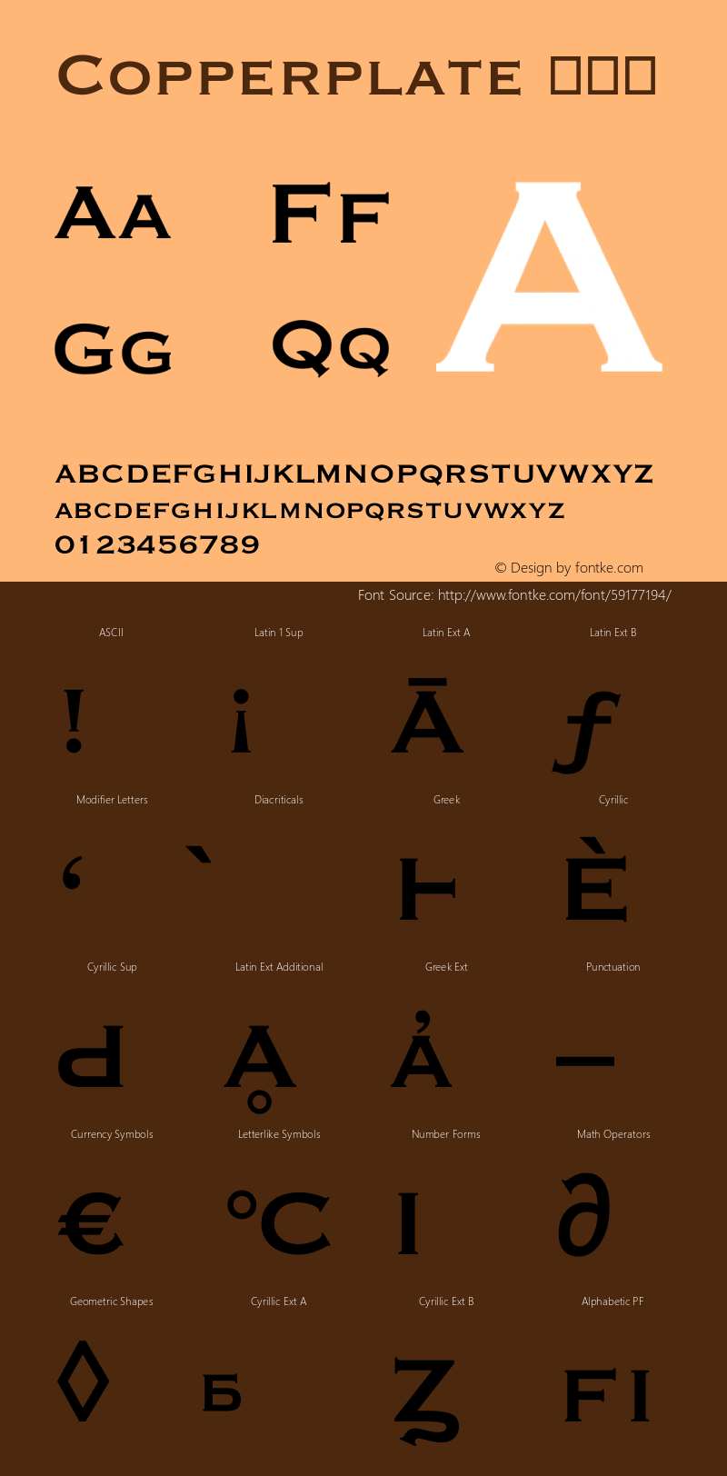 Copperplate 细体  Font Sample