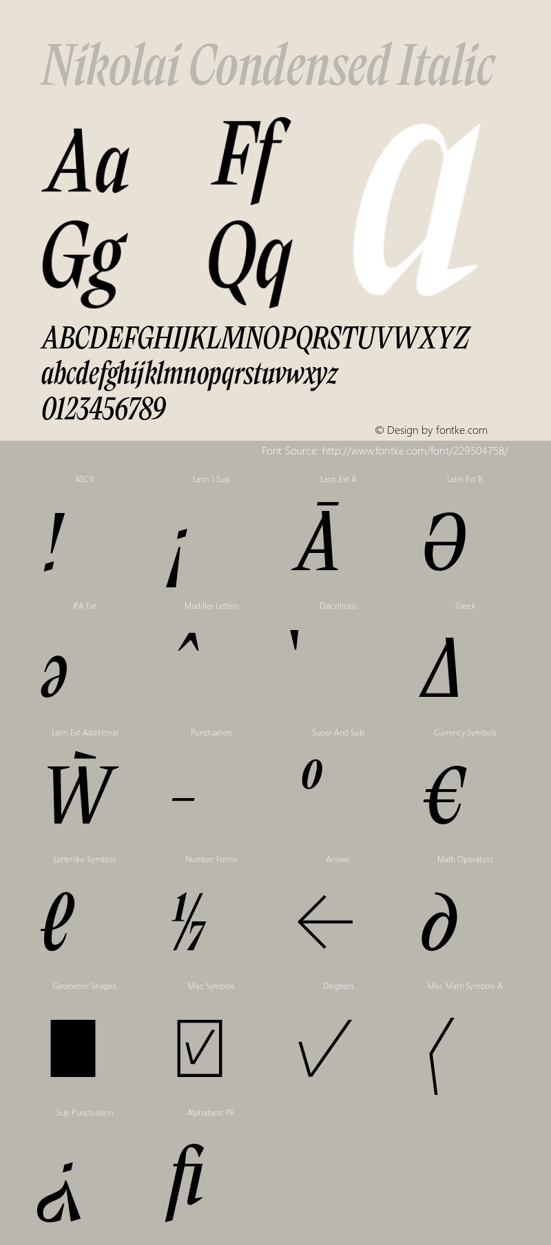 Nikolai Condensed Italic Version 1.000图片样张