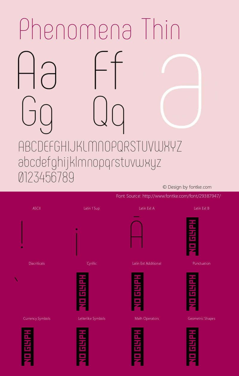 Phenomena Thin Version 1.000 Font Sample