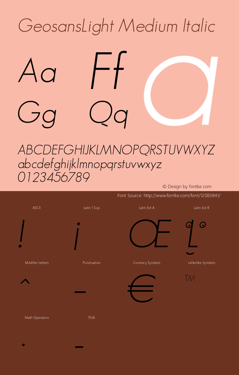 GeosansLight Medium Italic 1.0 2004-11-20 Font Sample