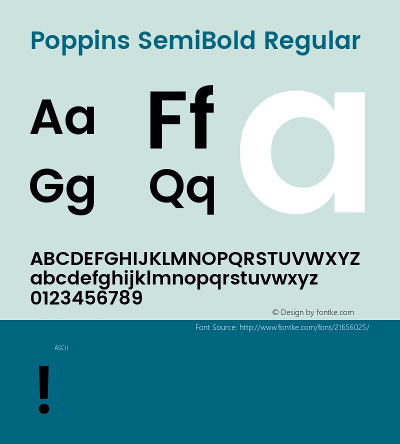 PoppinsSemiBold Version 1.0 Font Sample