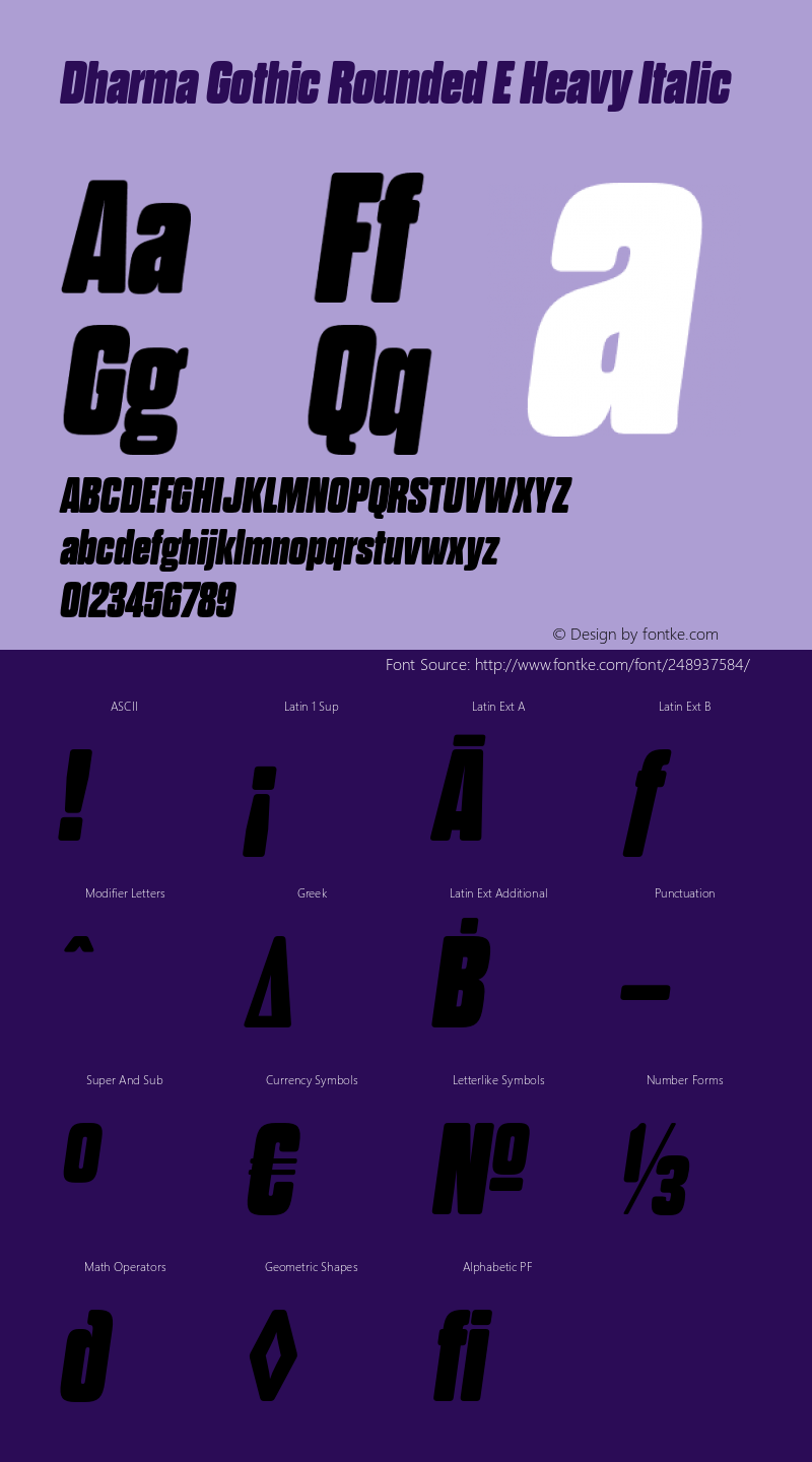 Dharma Gothic Rounded E Heavy Italic Version 1.000;PS 001.000;hotconv 1.0.88;makeotf.lib2.5.64775图片样张