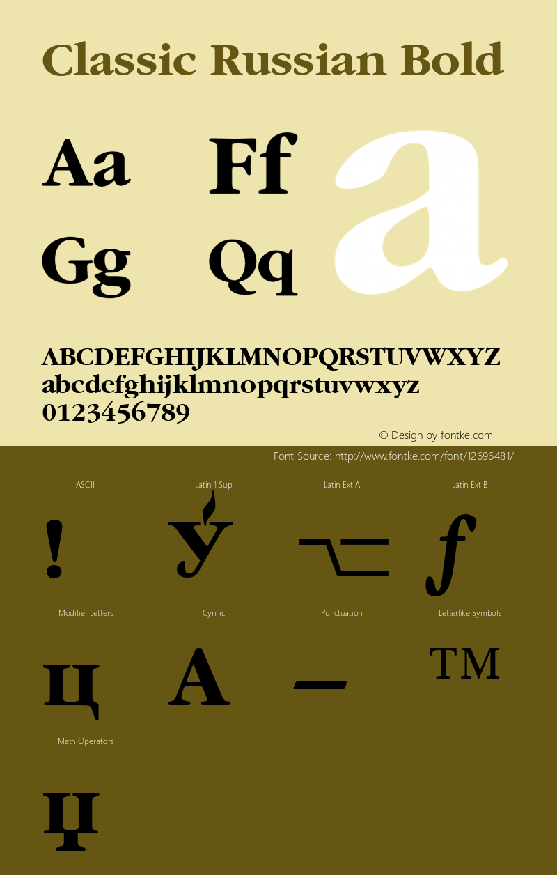 Classic Russian Bold 001.001 Font Sample