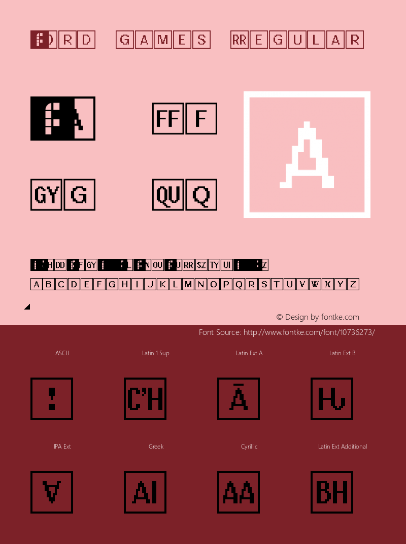 Word games Regular Version 1.0 Font Sample