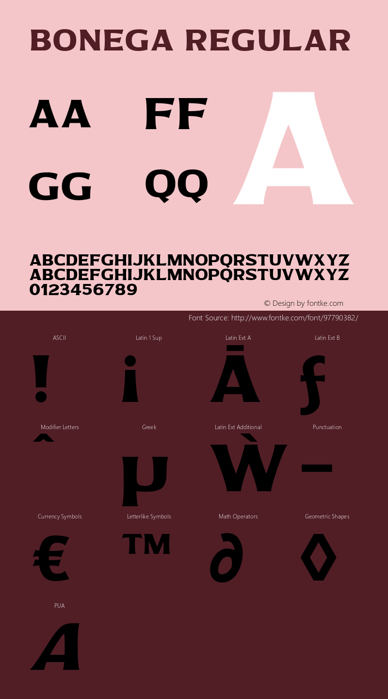 Bonega 1.000 Font Sample