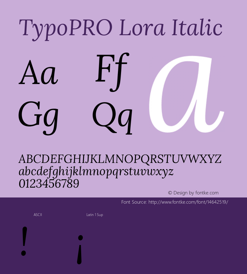TypoPRO Lora Italic Version 1.014 Font Sample