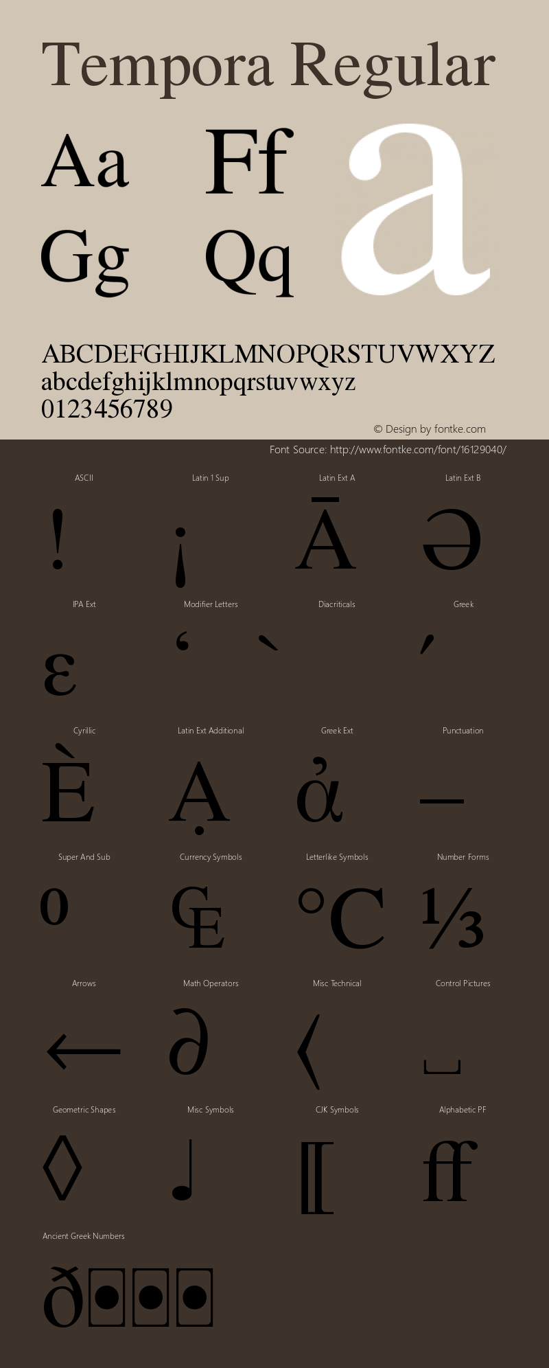 Tempora Regular Version 1.0 Font Sample