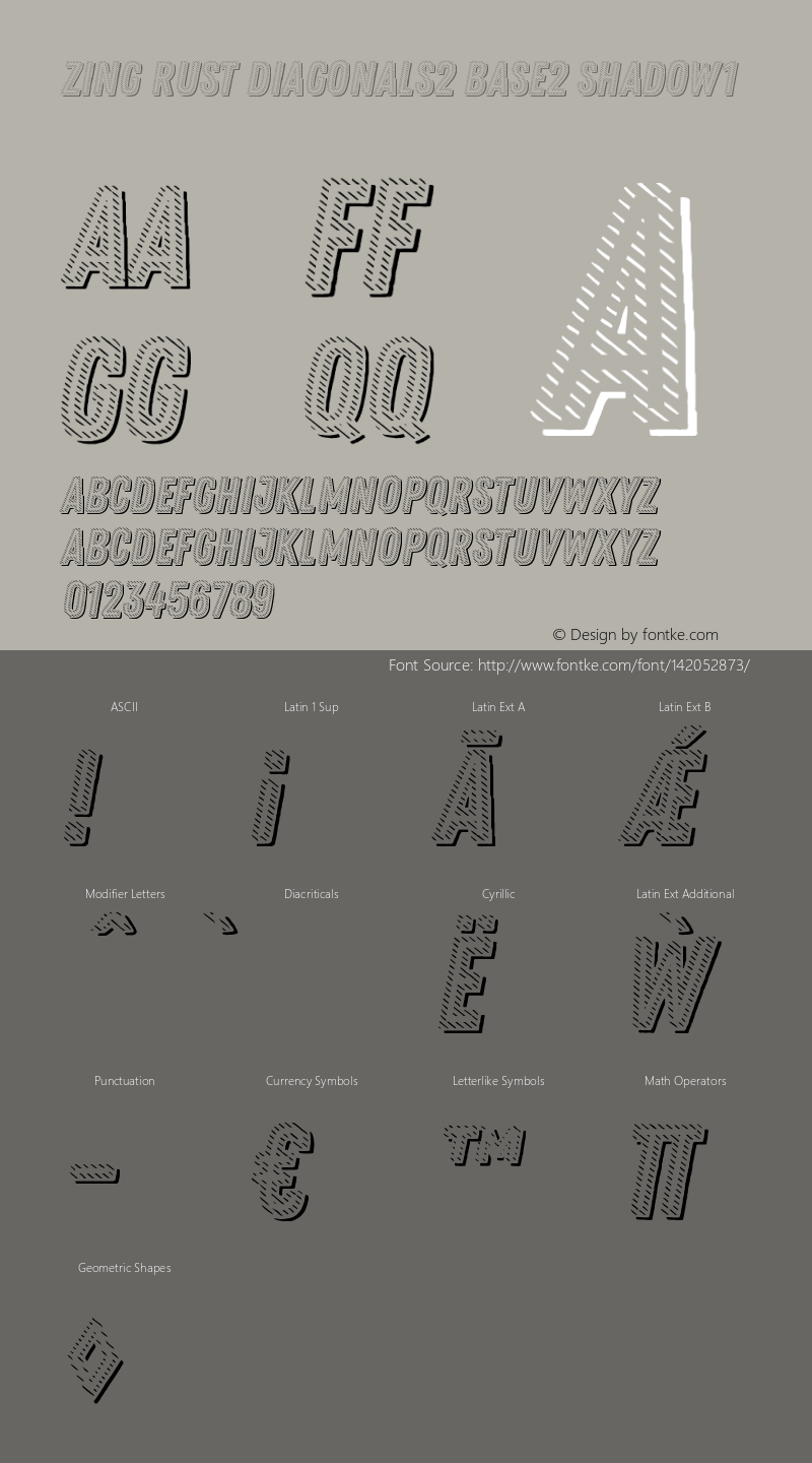 Zing Rust Diagonals2 Base2 Shadow1 Version 1.000 Font Sample