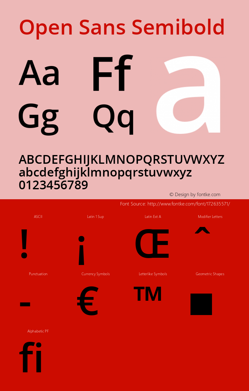 Open Sans Semibold Regular Version 1.10图片样张