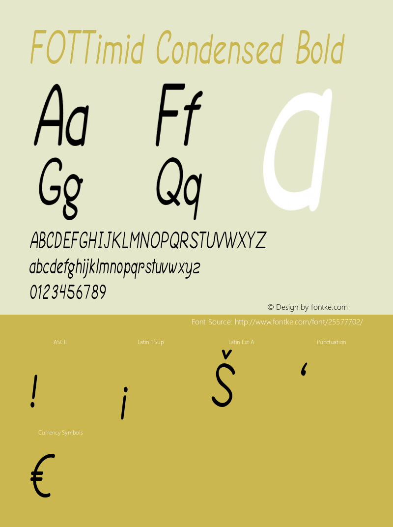 FOTTimid-CondensedBold Version 1.000 Font Sample