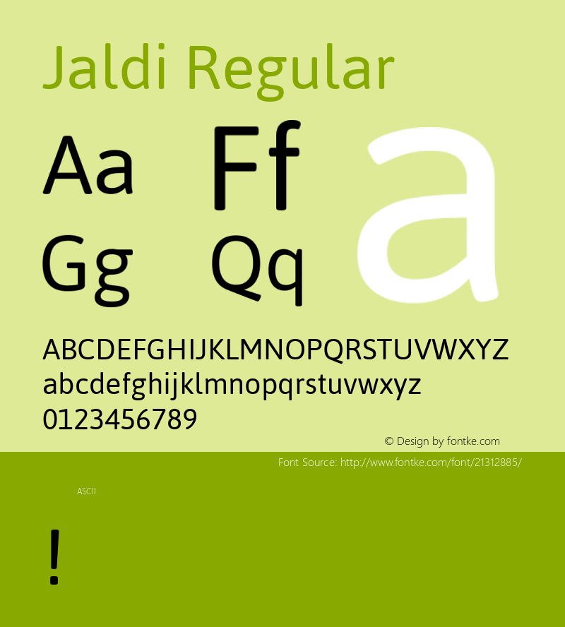 Jaldi Regular  Font Sample