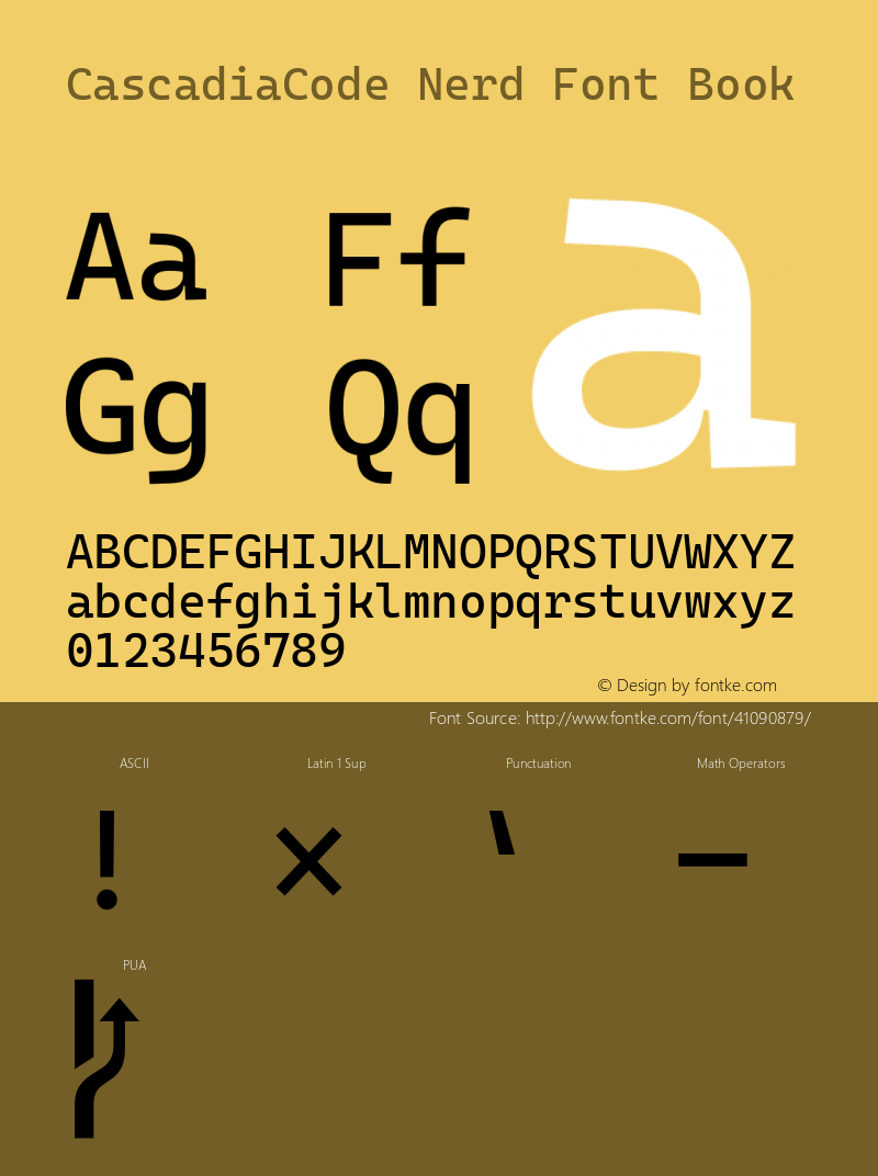 Cascadia Code Nerd Font Plus Font Awesome Version 1909.16 Font Sample