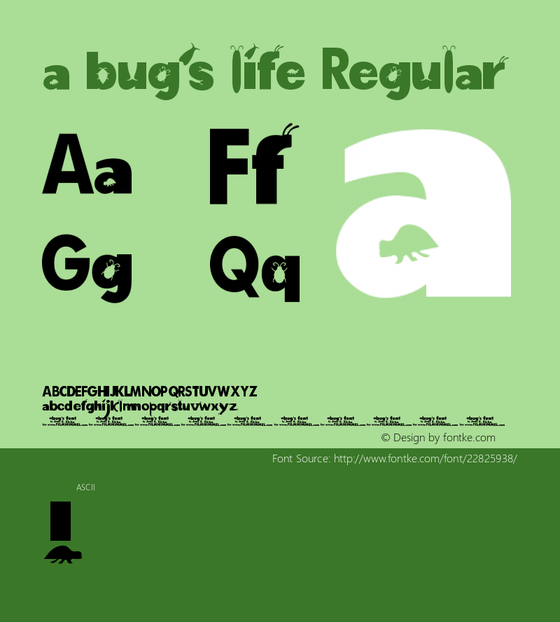 a bug's life  Font Sample