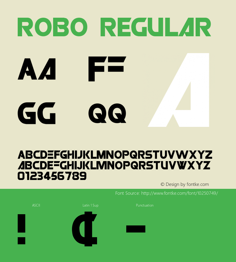 ROBO Regular Macromedia Fontographer 4.1 7/3/98 Font Sample