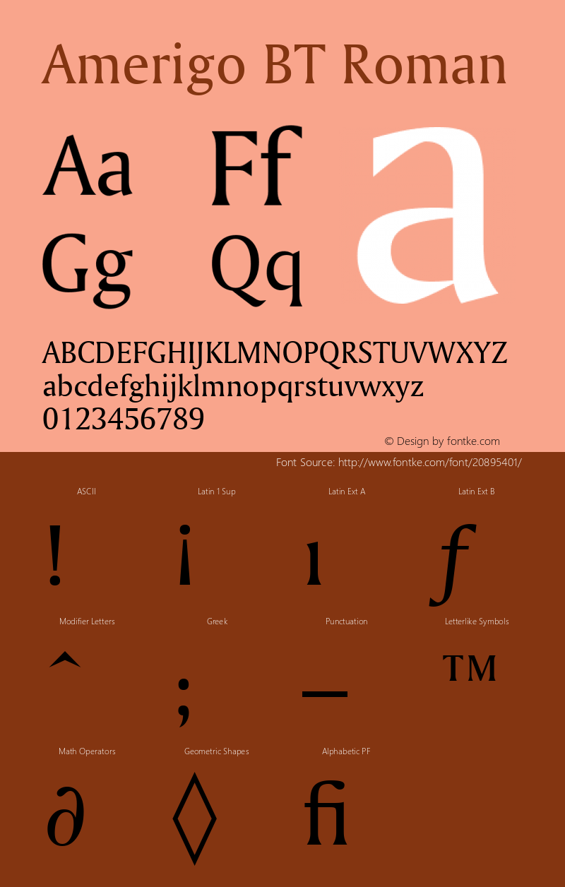 Amerigo BT spoyal2tt v1.23 Font Sample