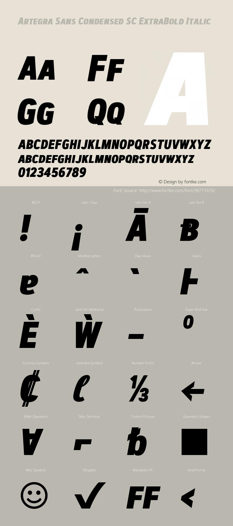 Artegra Sans Condensed SC ExtraBold Italic 1.006 Font Sample