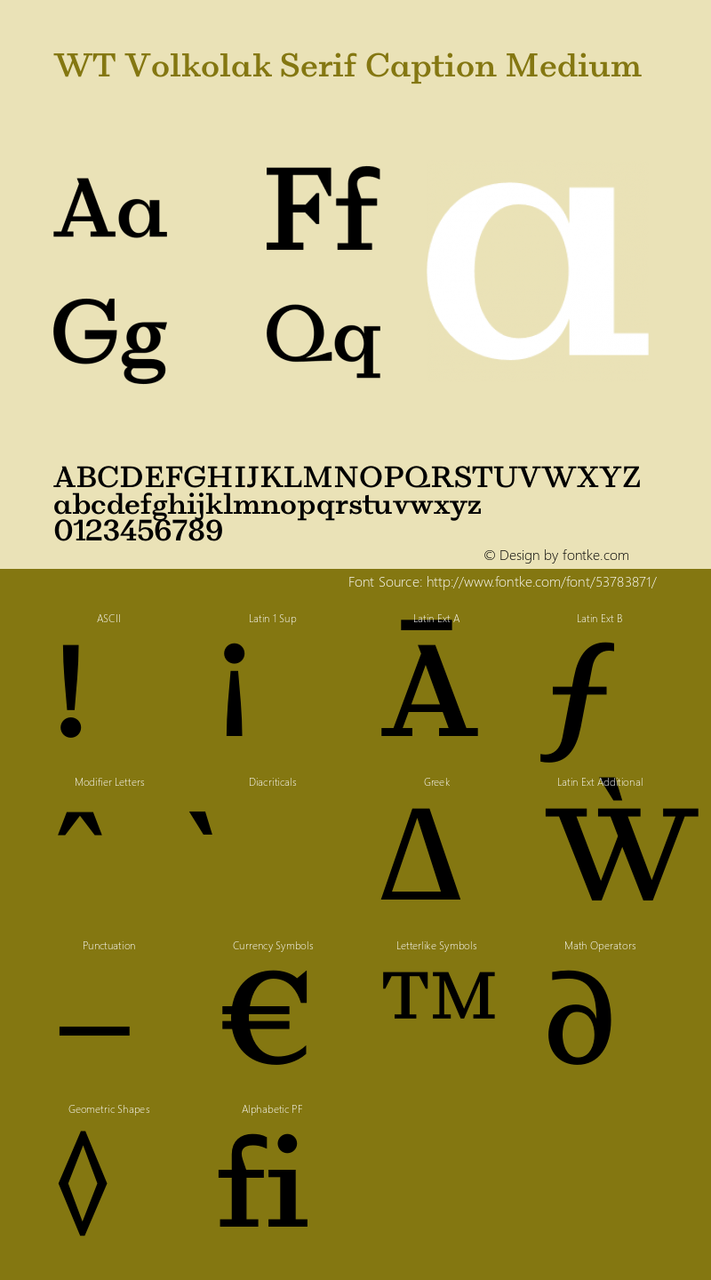 WT Volkolak Serif Caption Medium Version 2.000;PS 002.000;hotconv 1.0.88;makeotf.lib2.5.64775 Font Sample