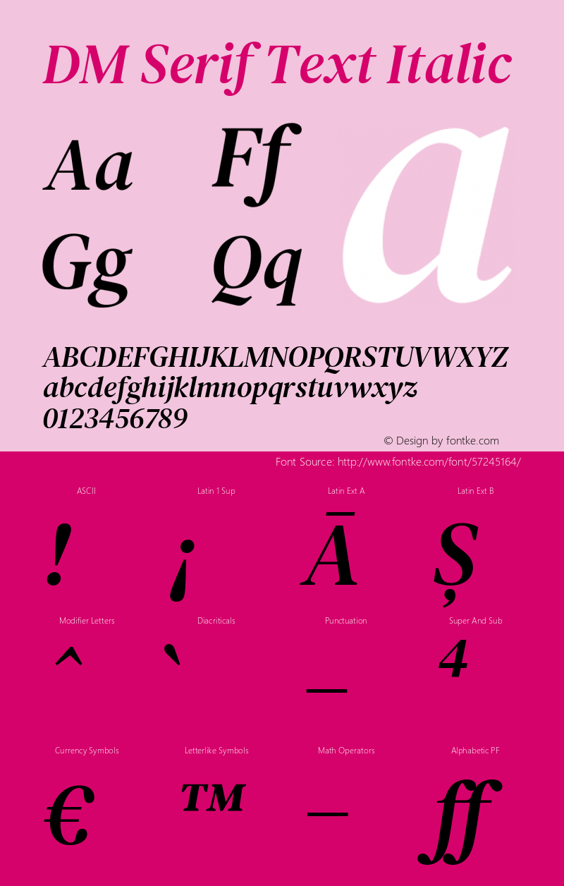 DM Serif Text Italic Version 5.200; ttfautohint (v1.8.3) Font Sample