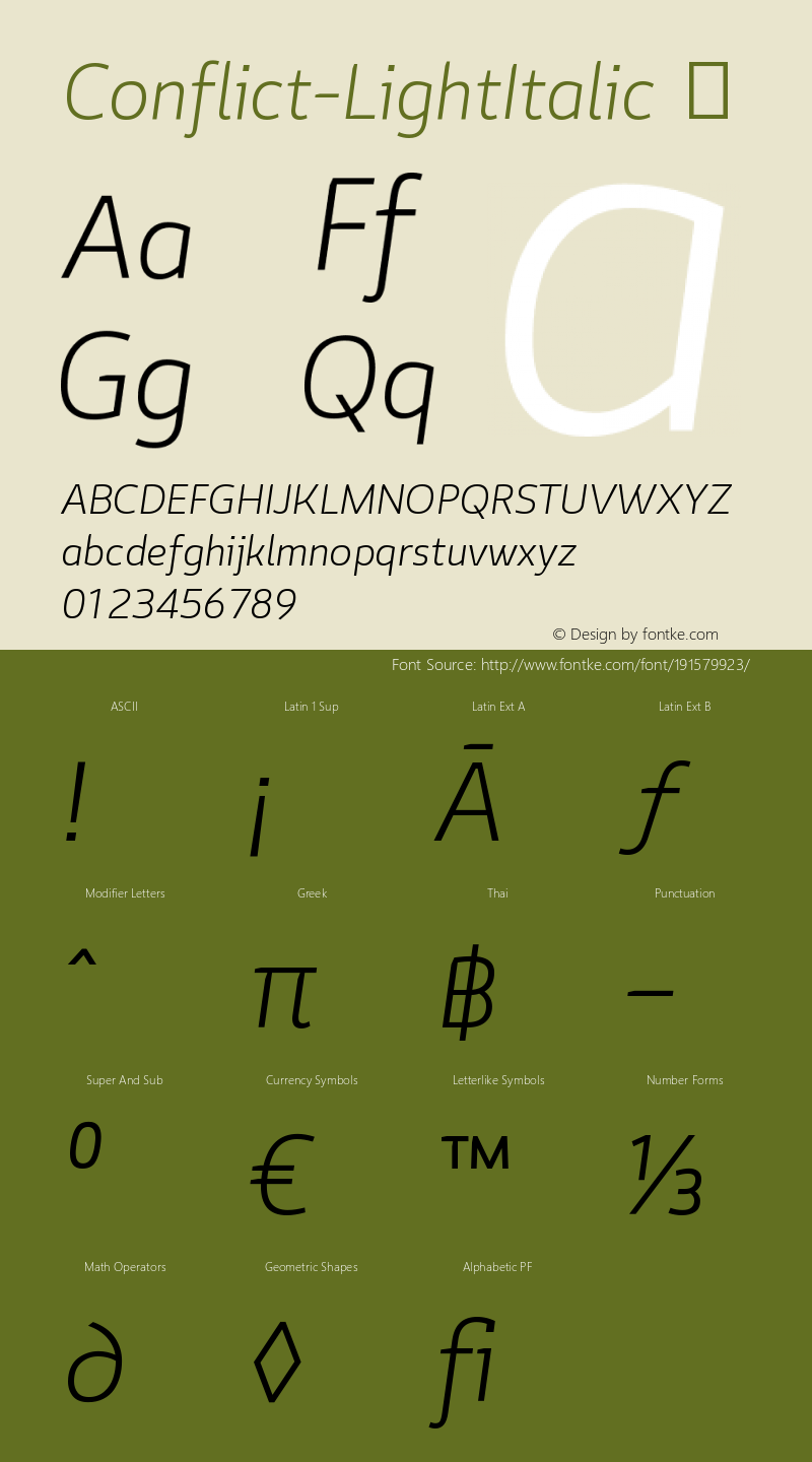 ☞Conflict-LightItalic Version 1.000; ttfautohint (v1.5);com.myfonts.easy.typomancer.conflict.light-italic.wfkit2.version.4BZD图片样张