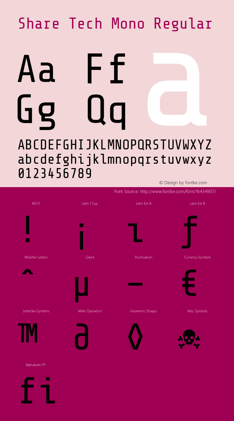 Share Tech Mono Regular Version 1.003 Font Sample