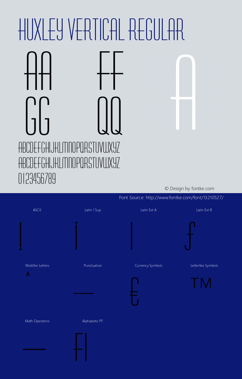 Huxley Vertical Regular Version 003.001 Font Sample