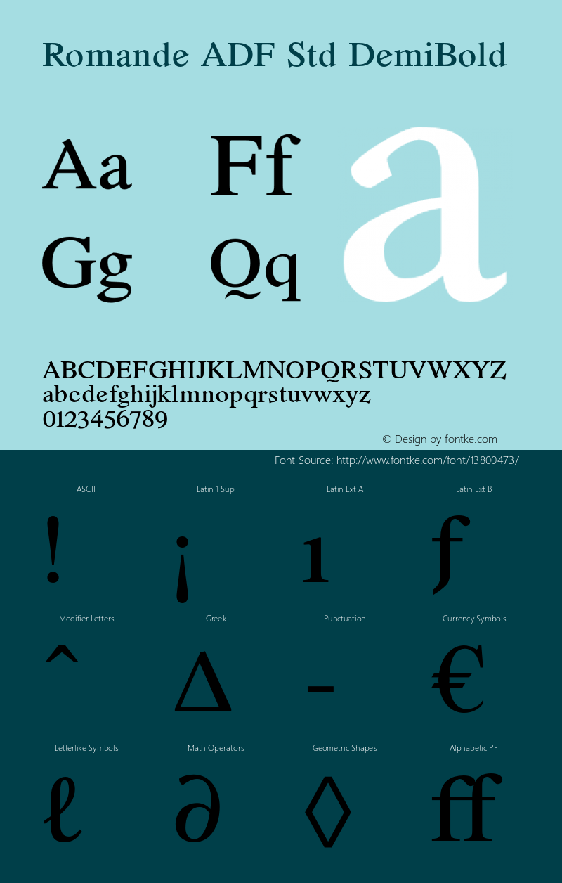 Romande ADF Std DemiBold Version 1.010 Font Sample