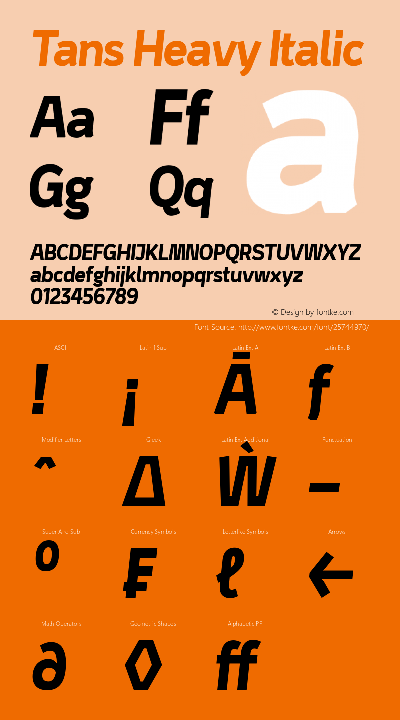 Tans Heavy Italic 1.000 Font Sample