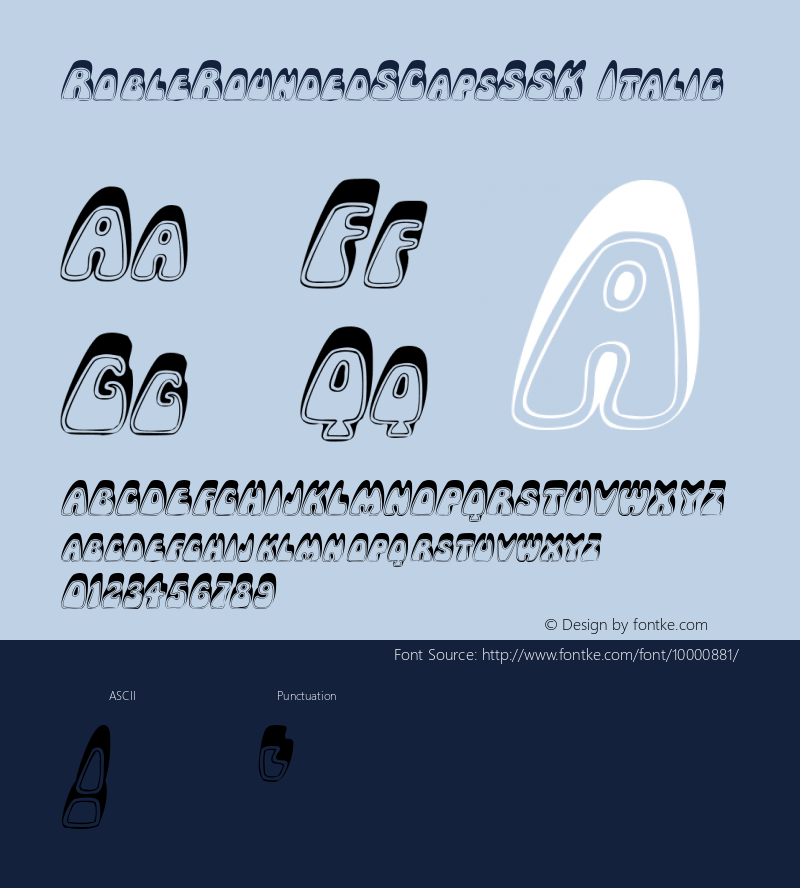 RobleRoundedSCapsSSK Italic Macromedia Fontographer 4.1 8/13/95 Font Sample