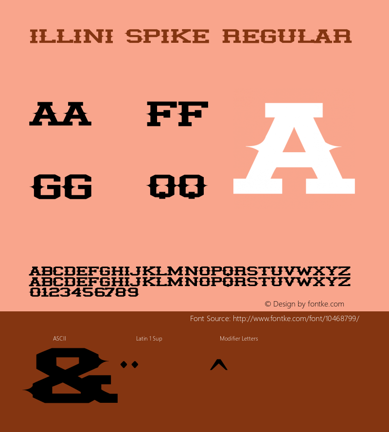 illini spike Regular Version 1.00 January 15, 2013, initial release, www.yourfonts.com Font Sample