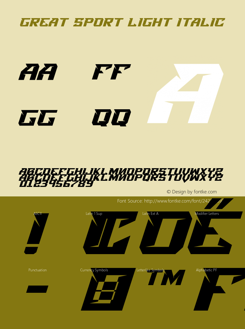 Great Sport Light Italic Version 1.000 | FøM Fix图片样张