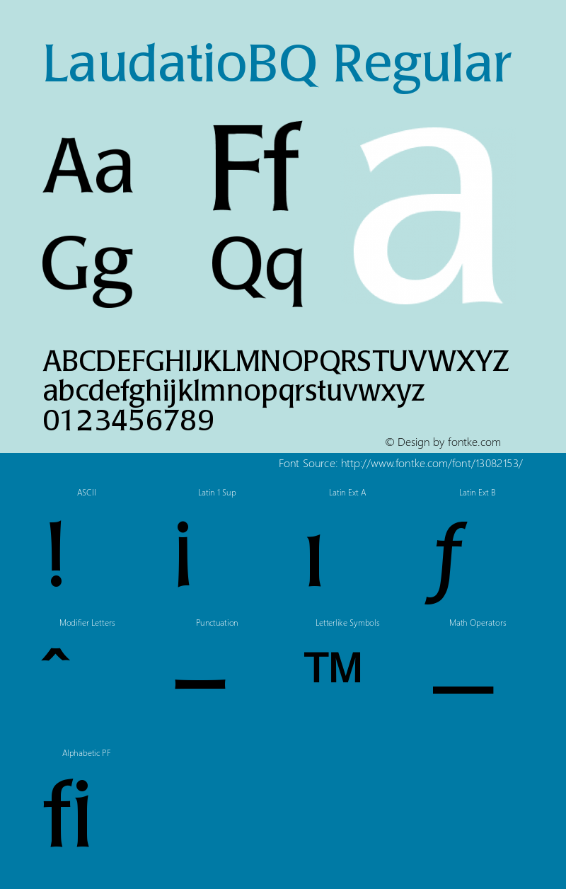 LaudatioBQ Regular Version 001.001 Font Sample