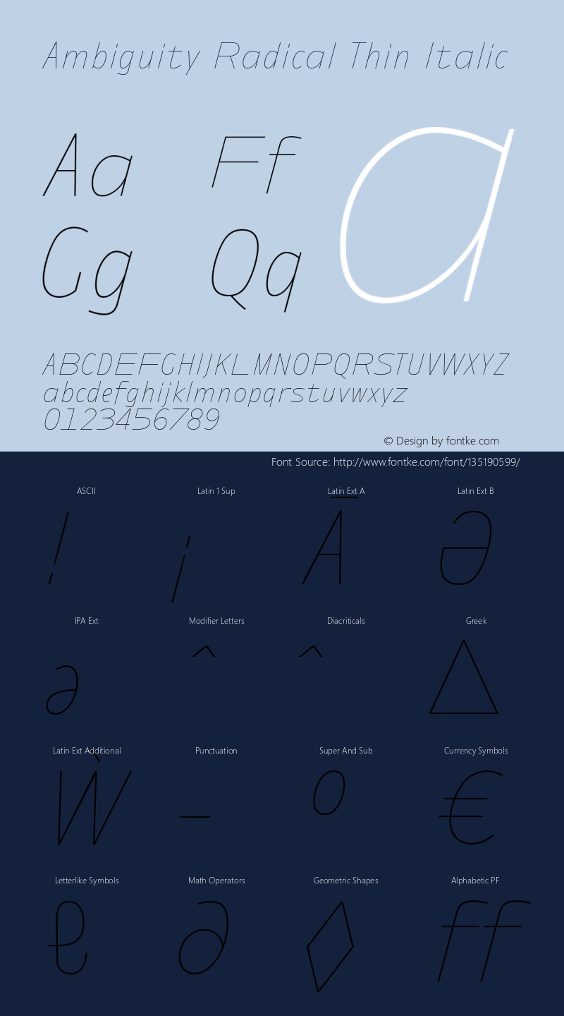 Ambiguity Radical Thin It Version 1.00, build 10, s3 Font Sample