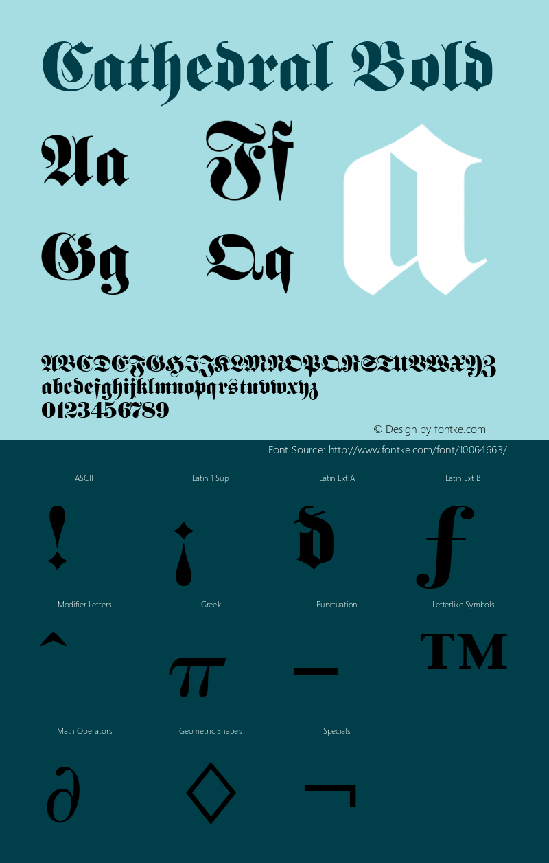 Cathedral Bold Font Version 2.6; Converter Version 1.10 Font Sample