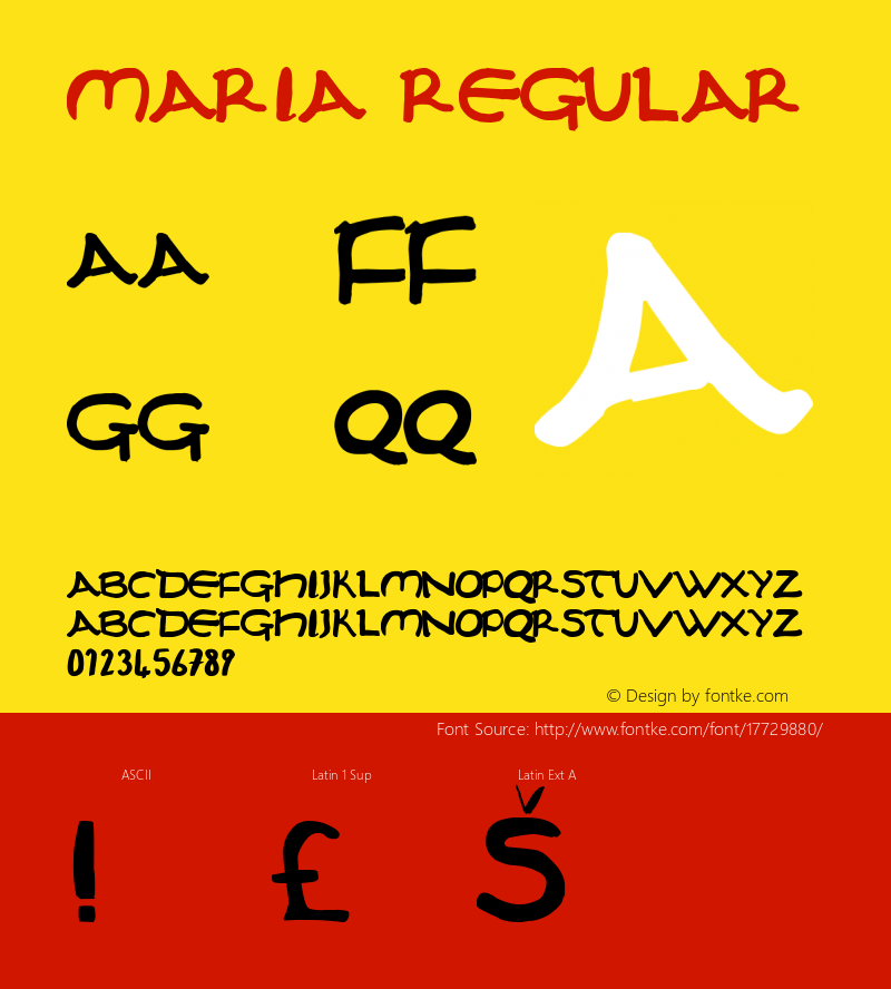 Maria Regular Unknown Font Sample