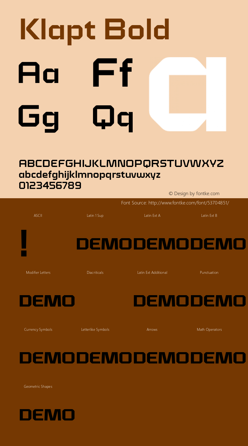 Klapt Bold Version 1.000;hotconv 1.0.109;makeotfexe 2.5.65596 Font Sample