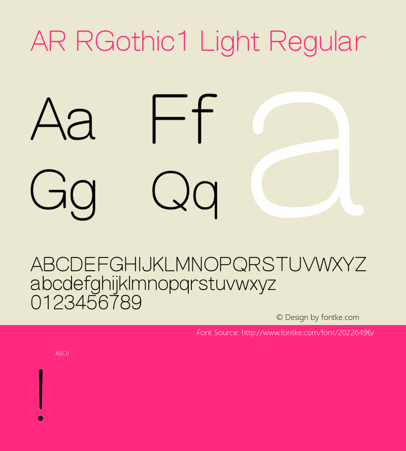 AR RGothic1 Light Version 2.001;PS 001.001;hotconv 1.0.38 Font Sample