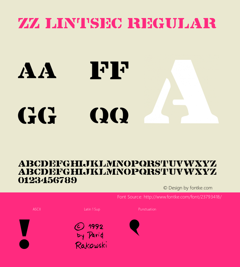 ZZ LintsecZZ Lintsec Regular Altsys Fontographer 3.5  8/19/92 Font Sample
