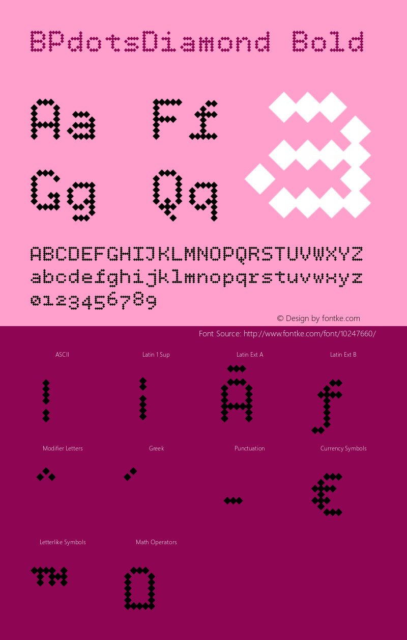 BPdotsDiamond Bold Version 1.000 Font Sample