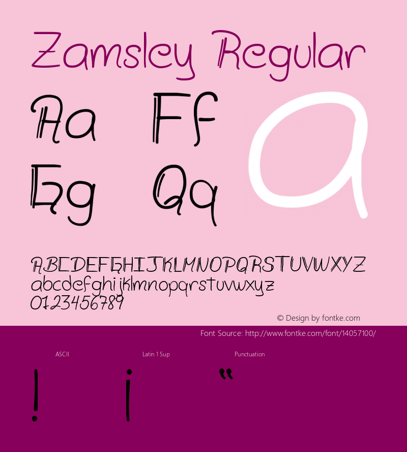 Zamsley Regular Version 1.00 Font Sample