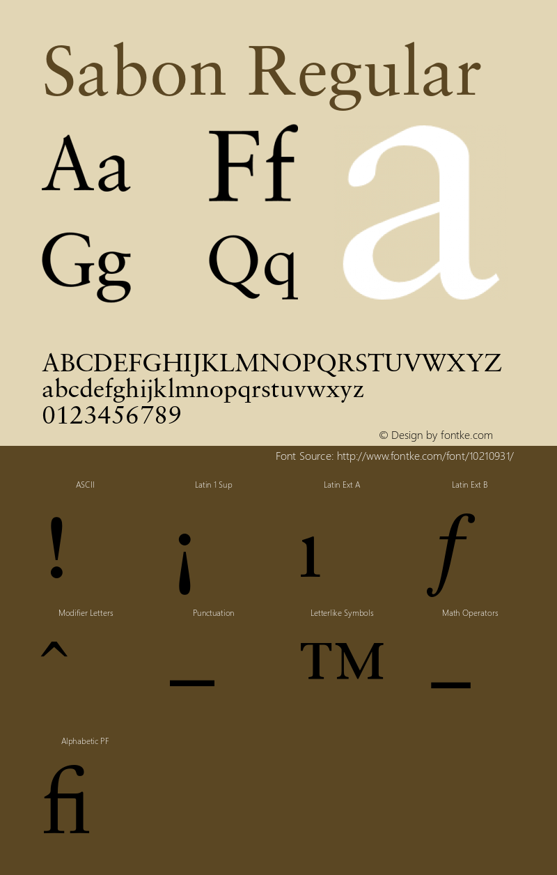 Sabon Regular 001.000 Font Sample