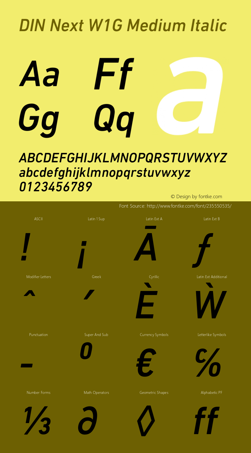 DIN Next W1G Medium Italic Version 1.40图片样张