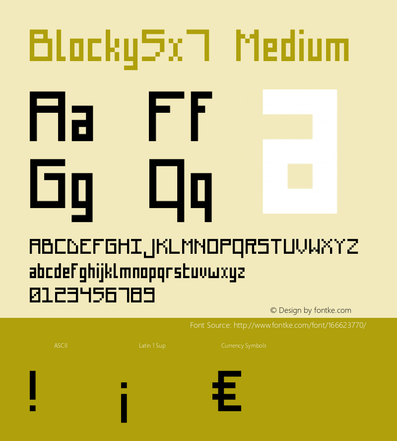 Blocky5x7 Version 001.000 Font Sample