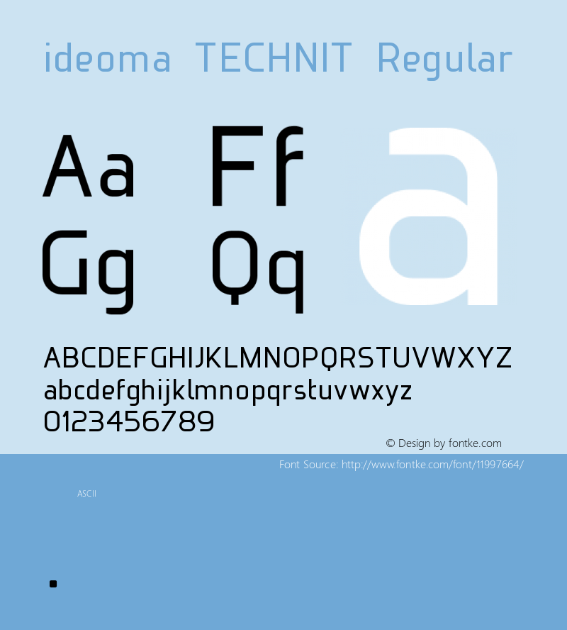 ideoma TECHNIT Regular Version 001.001 Font Sample